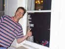 That's Better!  Phill accidenly puts one of the PA speakers through a window!