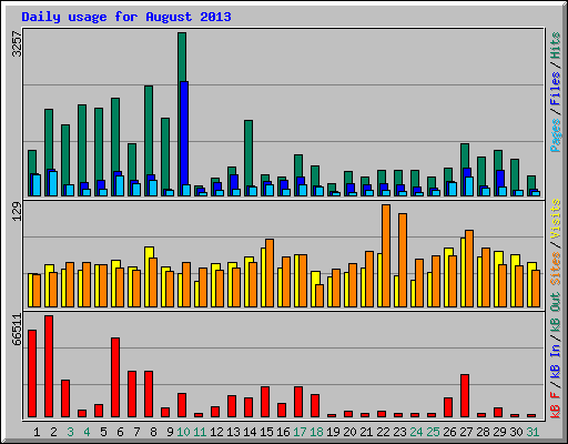 Daily usage for August 2013